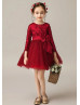 Burgundy Tulle Short Flower Girl Dress